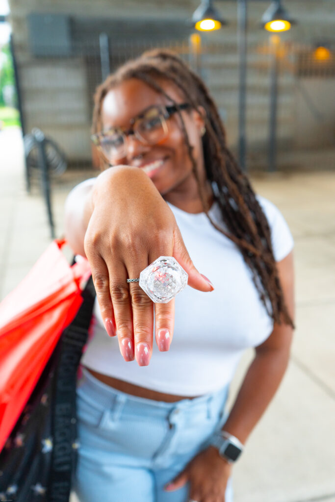 Girl showing ring