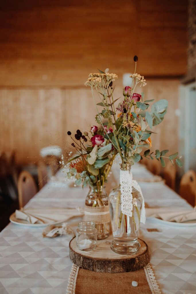 Fall Flowers on a long table