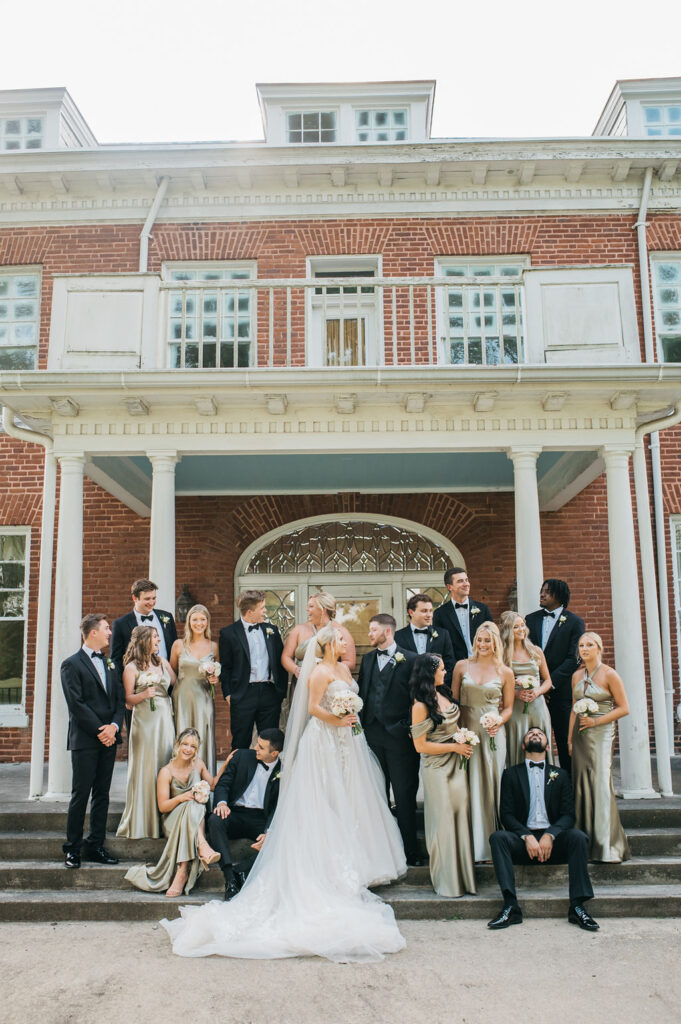 bride and groom with wedding party The Inn at Blackstone