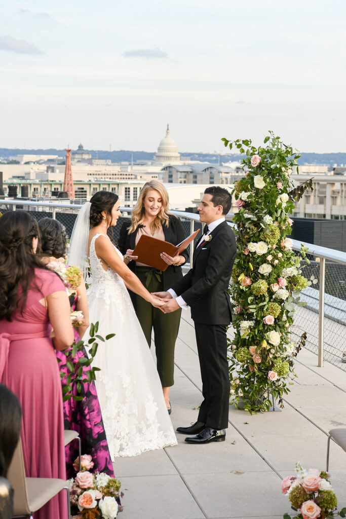 wedding Officiant on rooftop wedding