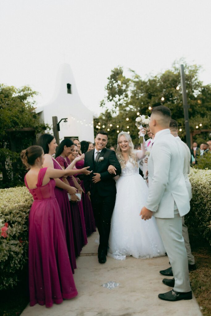 Outdoor wedding exit 