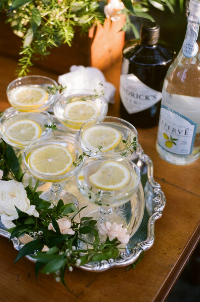 Wedding Cocktails with lemon garnish