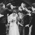 flower exit wedding couple