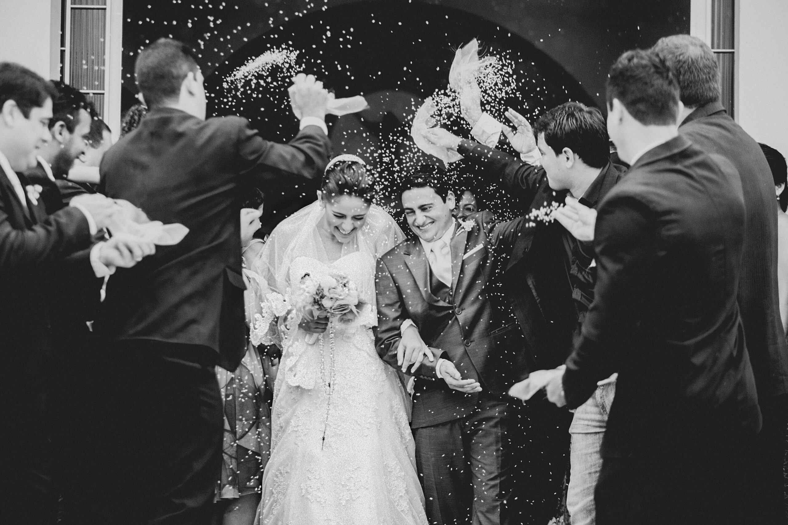 flower exit wedding couple