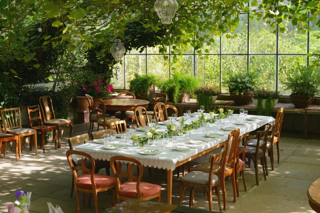wedding planning greenhouse reception