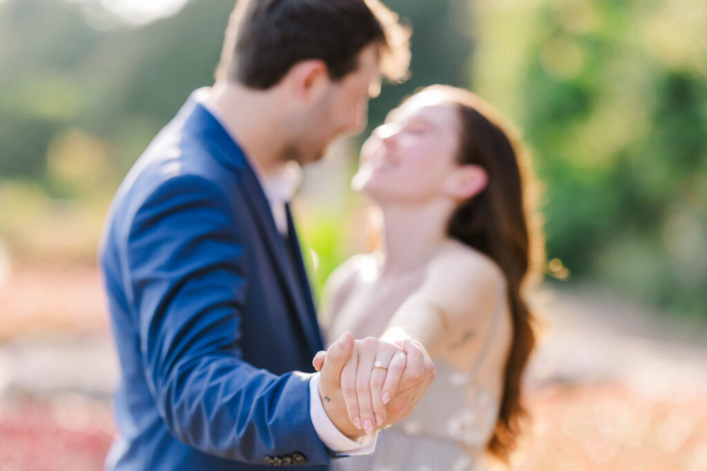Couple showing ring