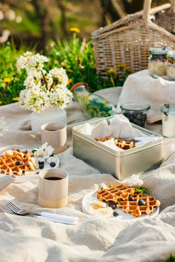 waffles breakfast spread