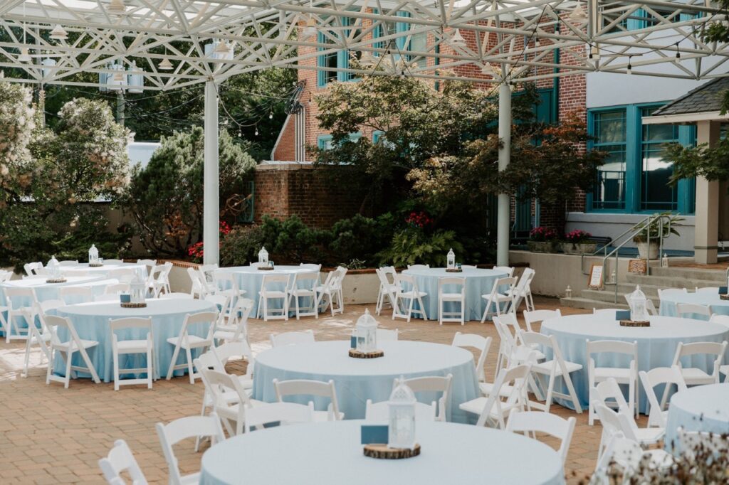 cultural arts glen allen courtyard wedding setup