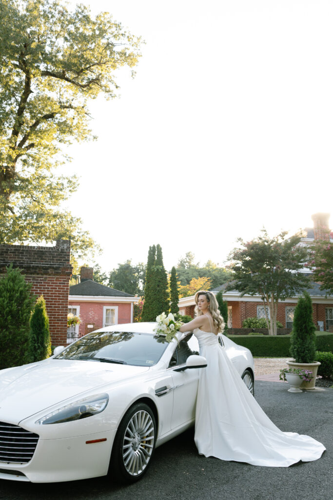 Bride with car