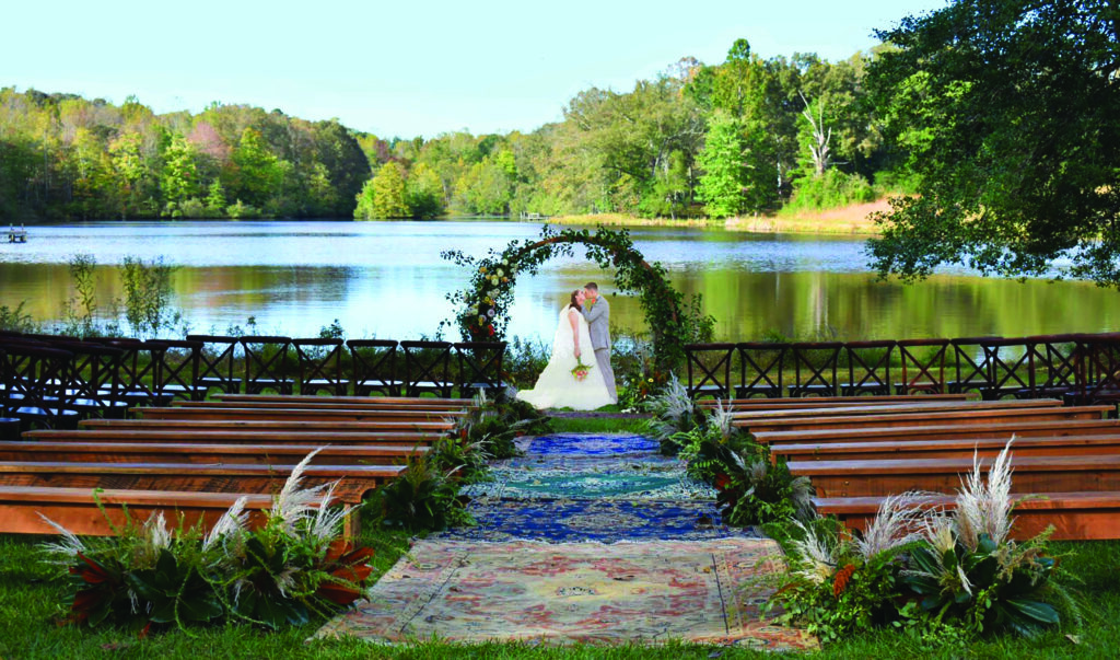 running mare wedding ceremony bride and groom