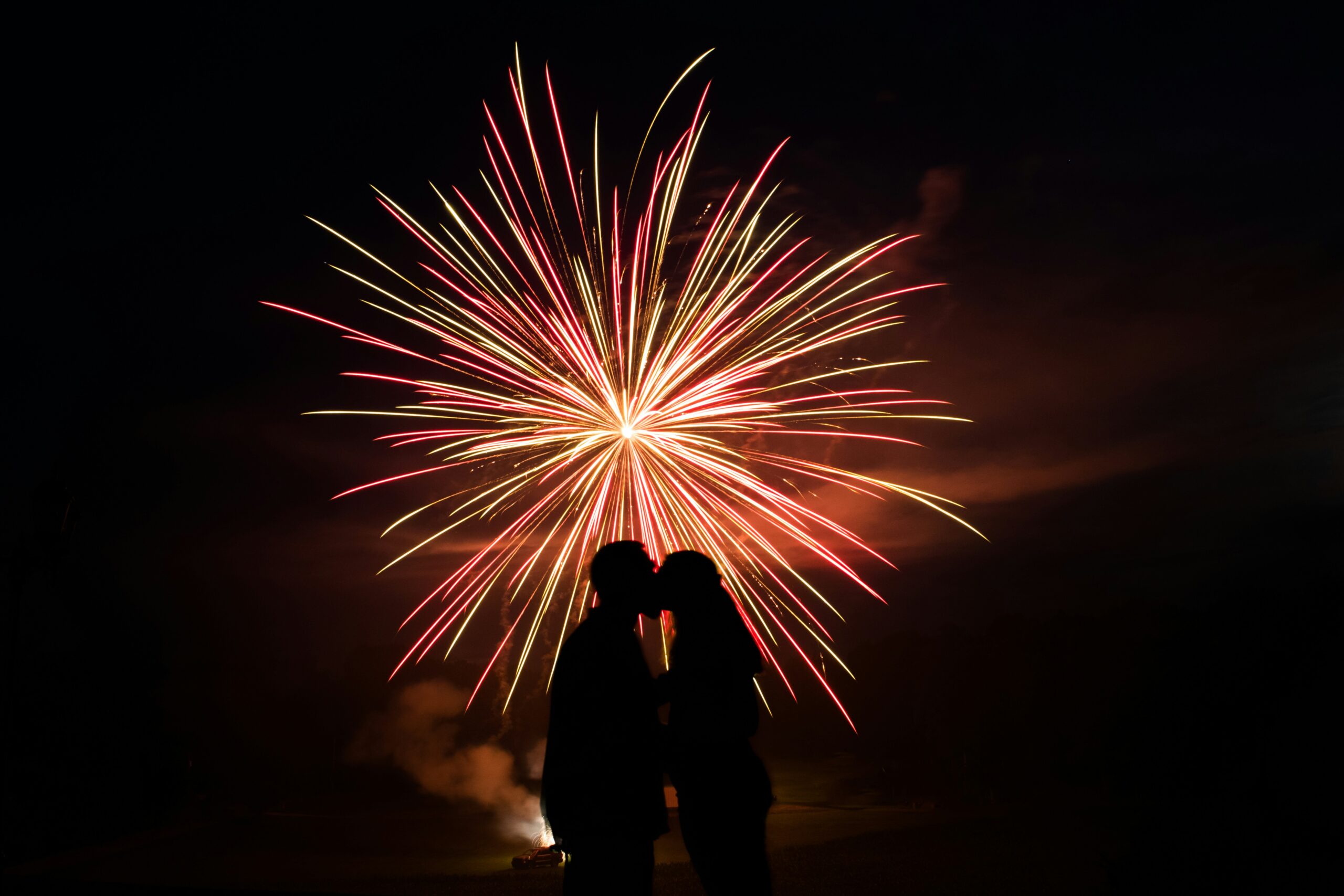 Couple with fireworks